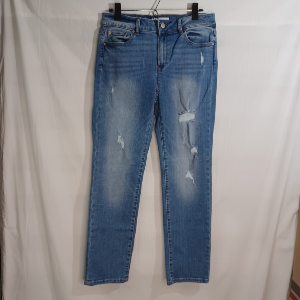 Women's Enjean Denim Co Light Blue Distressed Torn Jean Size 13